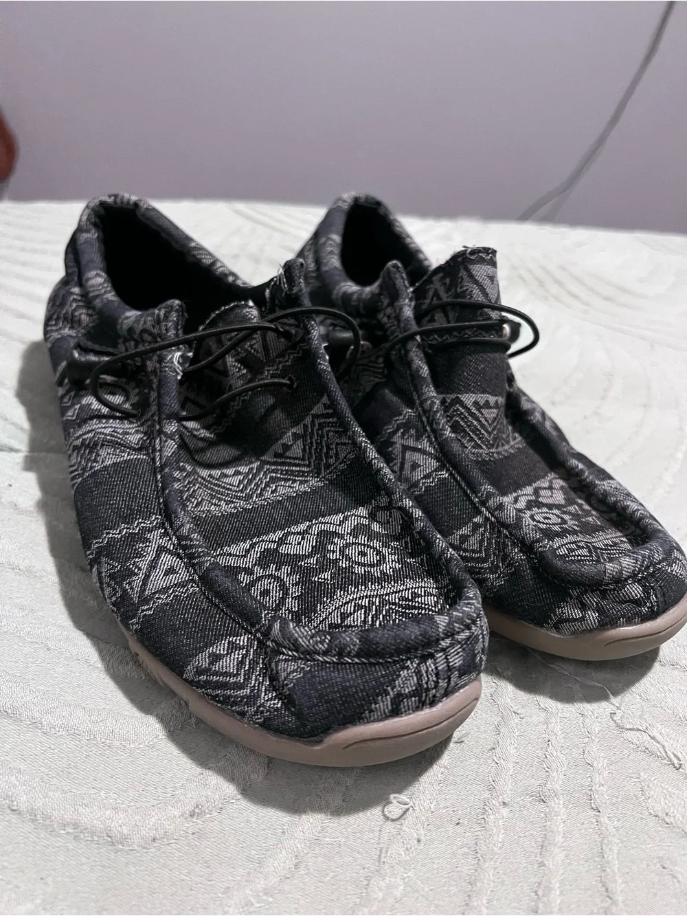 Roper Black & White Patterned Slip-On Loafers